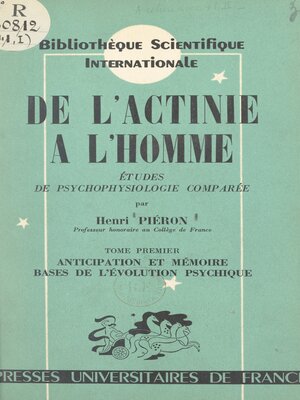 cover image of De l'actinie à l'homme, études de psychophysiologie comparée (1)